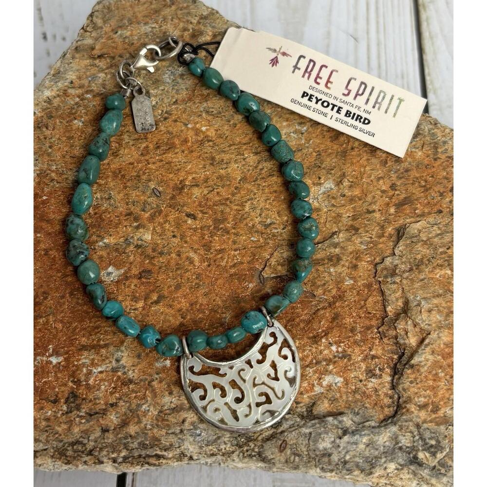 NEW Peyote Bird Sterling Silver Turquoise MOP Beaded Bracelet 7.5" Long J133